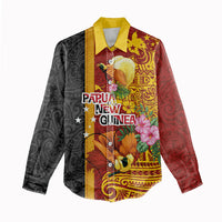 Papua New Guinea Independence Day Women Casual Shirt Birds-of-Paradise Melanesian Tattoos Tropical Plants LT03 - Polynesian Pride