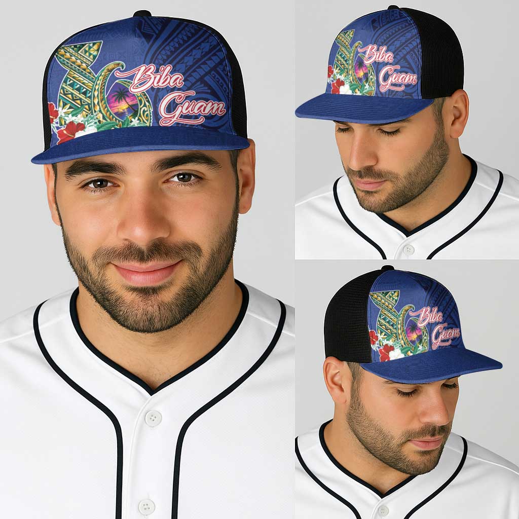 Guam Chamorro Baseball Net Cap Tribal Latte Stone and Seal Artwork Polynesian Patterns LT03 - Polynesian Pride
