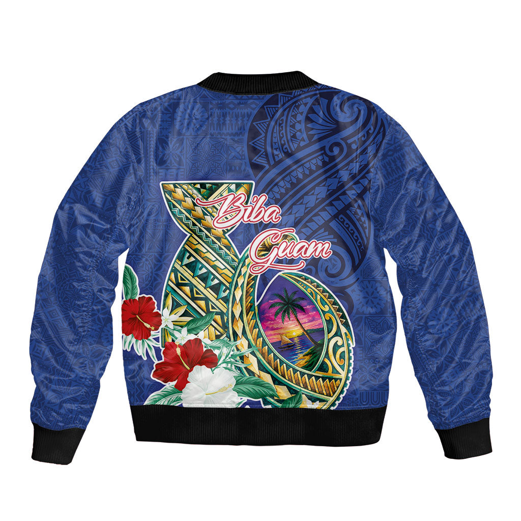 Guam Chamorro Bomber Jacket Tribal Latte Stone and Seal Artwork Polynesian Patterns LT03 - Polynesian Pride