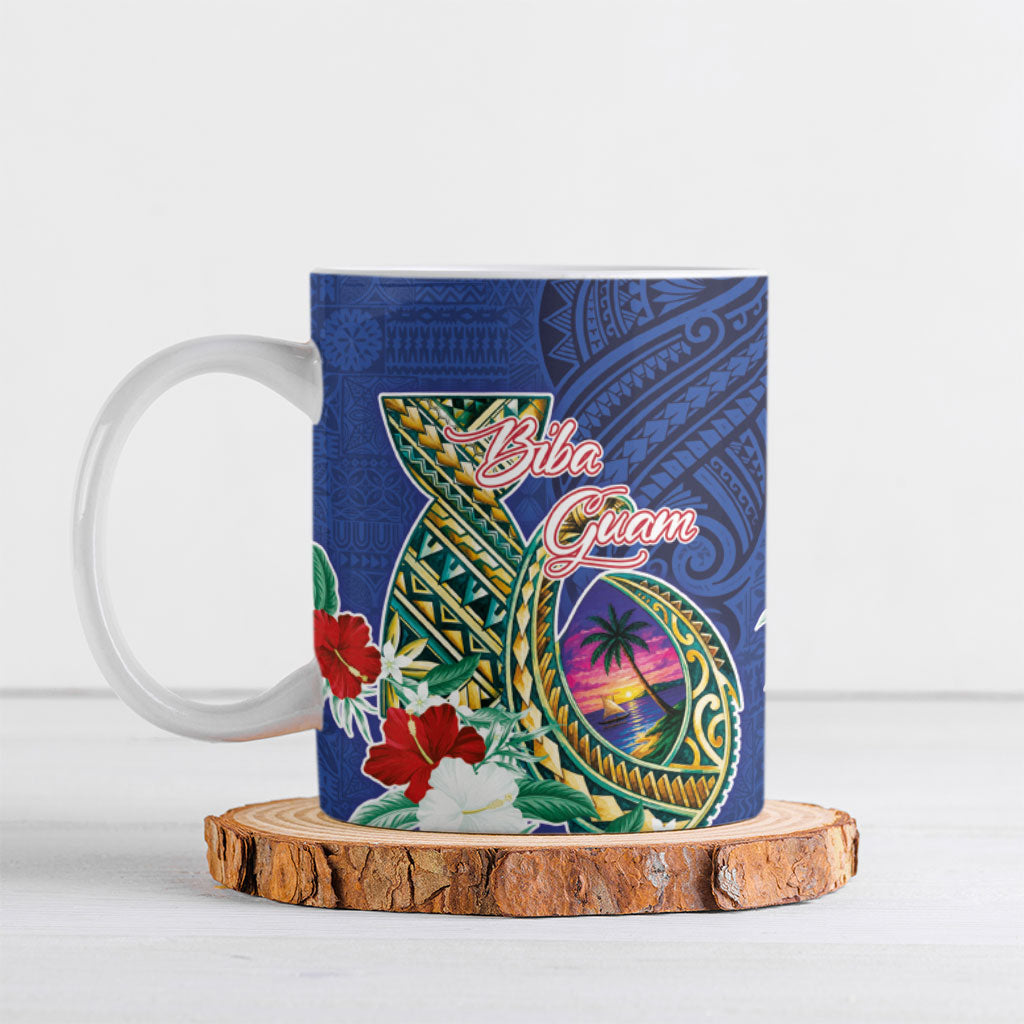 Guam Chamorro Ceramic Mug Tribal Latte Stone and Seal Artwork Polynesian Patterns LT03 Multicolor - Polynesian Pride
