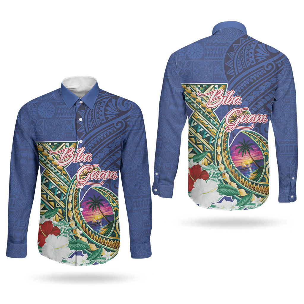 Guam Chamorro Couples Matching Long Sleeve Bodycon Dress and Long Sleeve Button Shirt Tribal Latte Stone and Seal Artwork Polynesian Patterns LT03 - Polynesian Pride