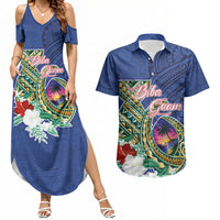 Guam Chamorro Couples Matching Summer Maxi Dress and Hawaiian Shirt Tribal Latte Stone and Seal Artwork Polynesian Patterns LT03 Multicolor - Polynesian Pride