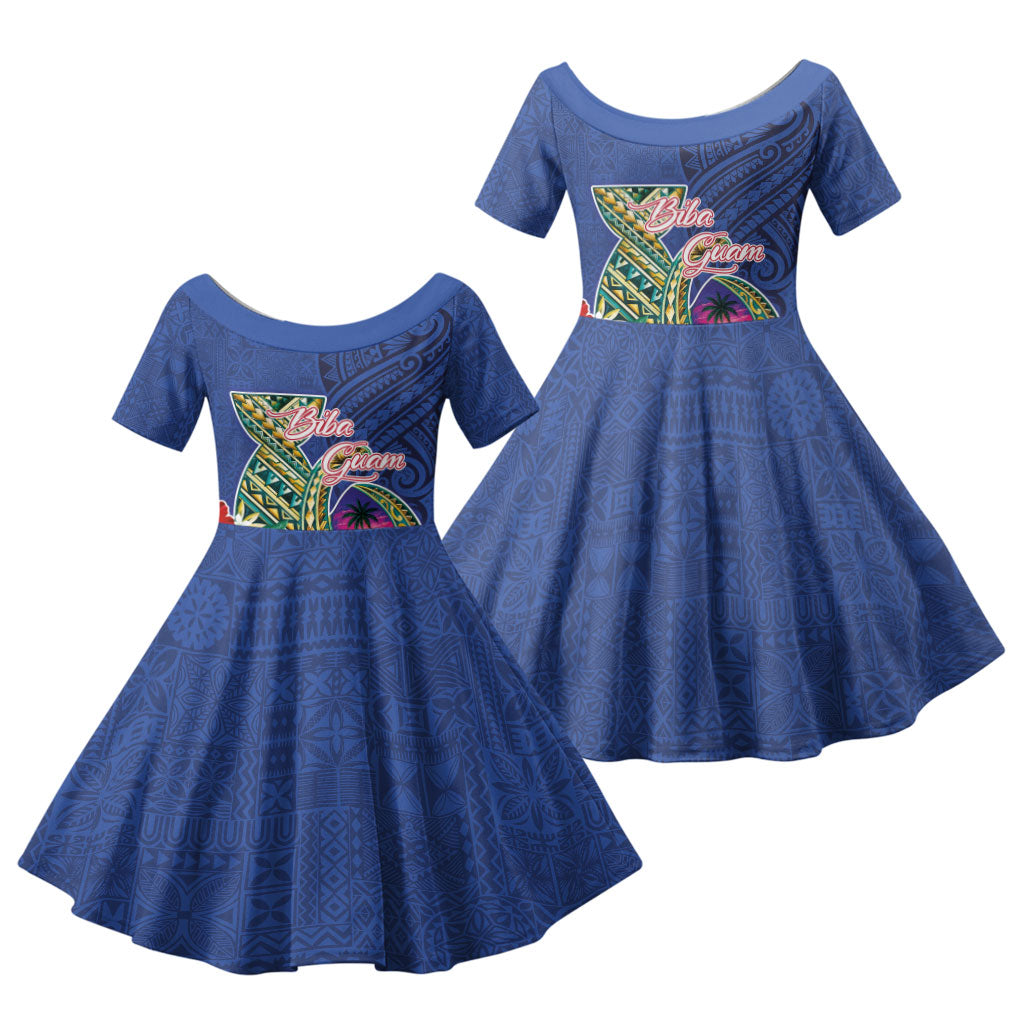 Guam Chamorro Family Matching Off Shoulder Maxi Dress and Hawaiian Shirt Tribal Latte Stone and Seal Artwork Polynesian Patterns LT03 Daughter's Dress Multicolor - Polynesian Pride