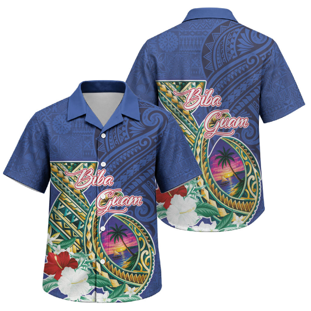 Guam Chamorro Family Matching Off Shoulder Maxi Dress and Hawaiian Shirt Tribal Latte Stone and Seal Artwork Polynesian Patterns LT03 Son's Shirt Multicolor - Polynesian Pride