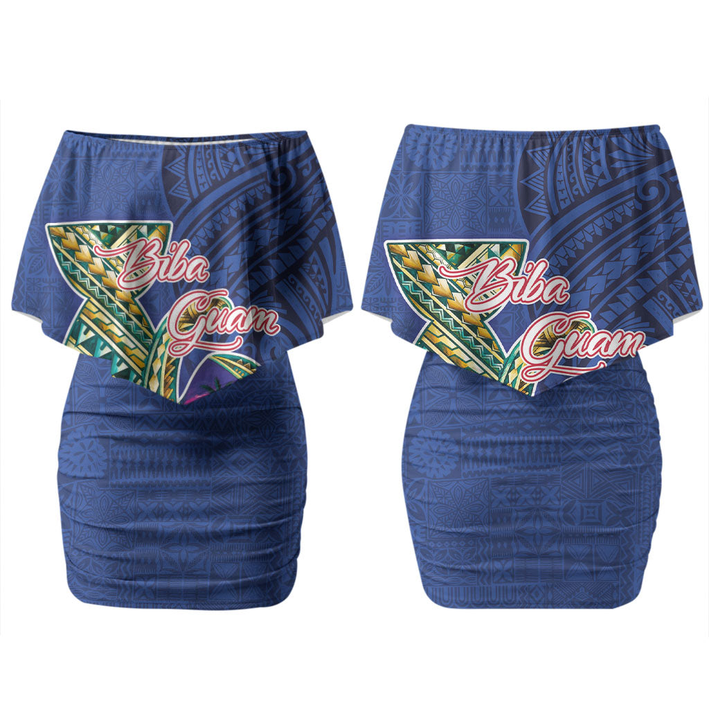 Guam Chamorro Family Matching Off Shoulder Short Dress and Hawaiian Shirt Tribal Latte Stone and Seal Artwork Polynesian Patterns LT03 Mom's Dress Multicolor - Polynesian Pride