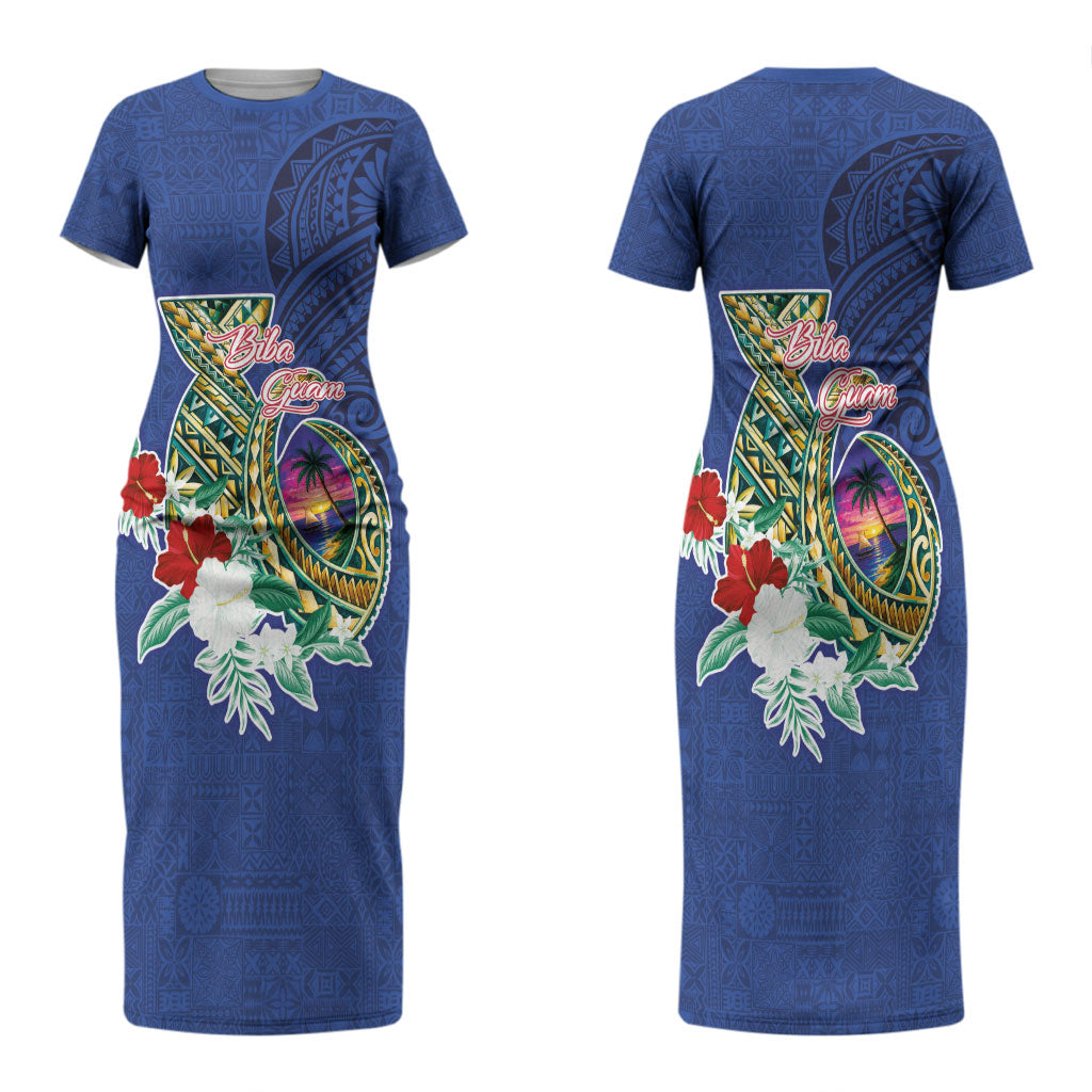 Guam Chamorro Family Matching Short Sleeve Bodycon Dress and Hawaiian Shirt Tribal Latte Stone and Seal Artwork Polynesian Patterns LT03 Mom's Dress Multicolor - Polynesian Pride