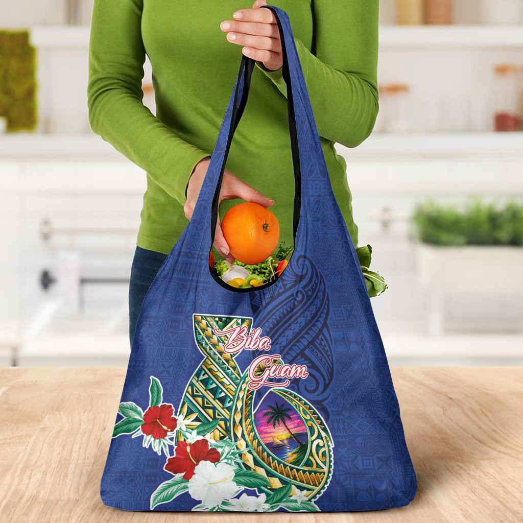 Guam Chamorro Grocery Bag Tribal Latte Stone and Seal Artwork Polynesian Patterns LT03 - Polynesian Pride