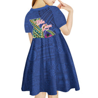 Guam Chamorro Kid Short Sleeve Dress Tribal Latte Stone and Seal Artwork Polynesian Patterns LT03 - Polynesian Pride