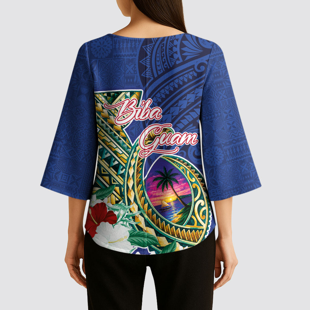 Guam Chamorro Kimono Sleeve Blouse Tribal Latte Stone and Seal Artwork Polynesian Patterns LT03 - Polynesian Pride