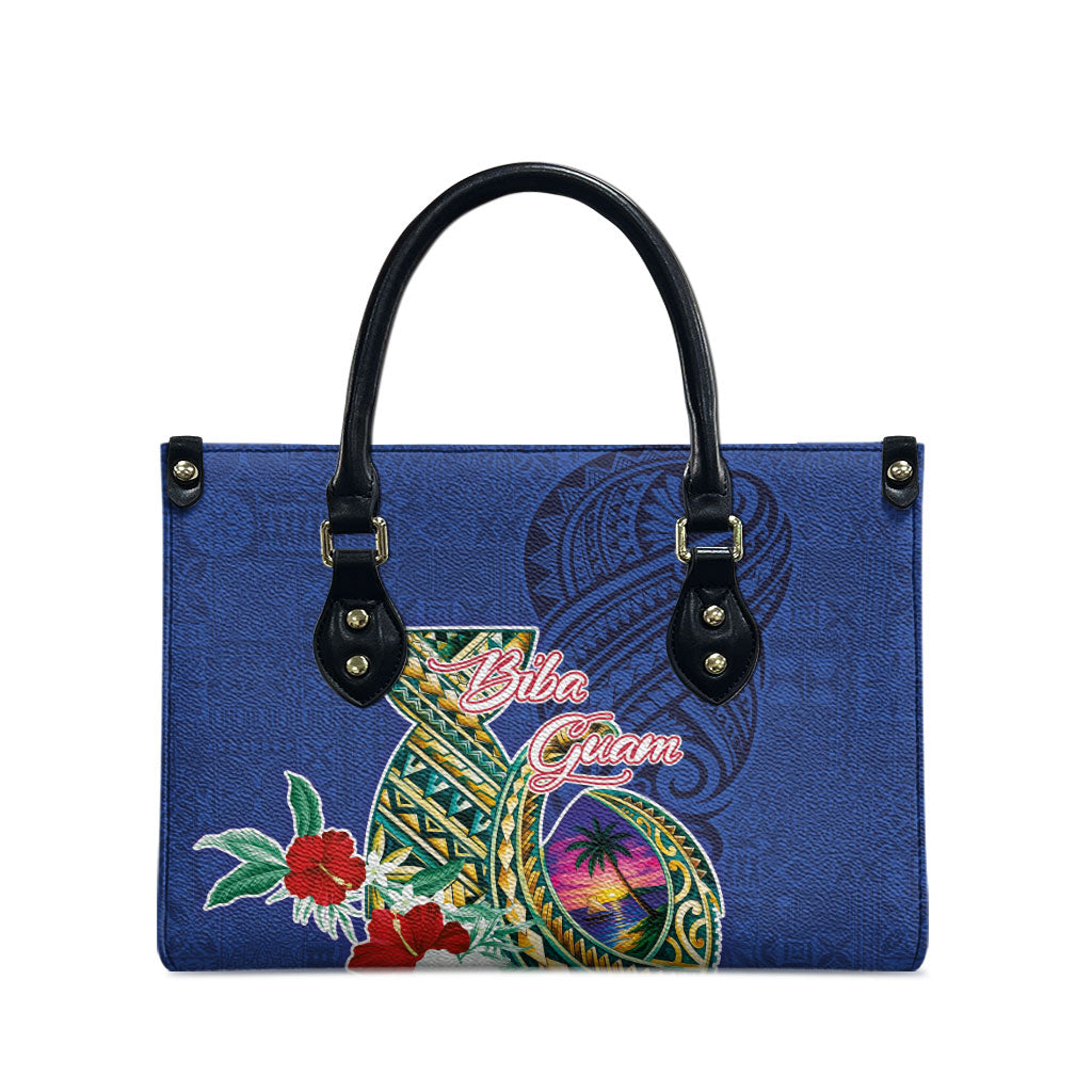 Guam Chamorro Leather Bag Tribal Latte Stone and Seal Artwork Polynesian Patterns LT03 - Polynesian Pride