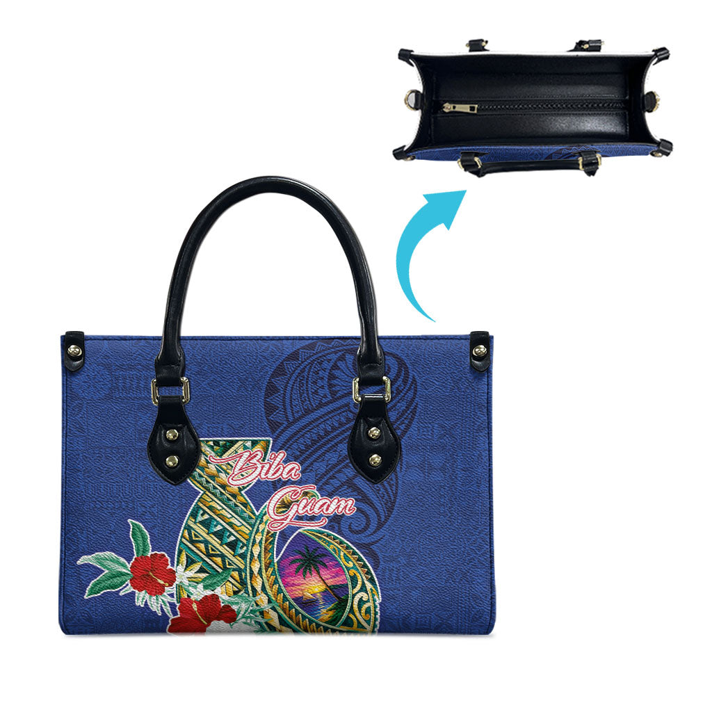 Guam Chamorro Leather Bag Tribal Latte Stone and Seal Artwork Polynesian Patterns LT03 - Polynesian Pride