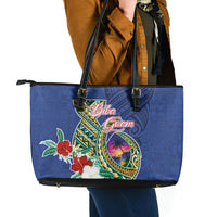 Guam Chamorro Leather Tote Bag Tribal Latte Stone and Seal Artwork Polynesian Patterns LT03 - Polynesian Pride