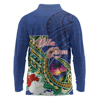 Guam Chamorro Long Sleeve Polo Shirt Tribal Latte Stone and Seal Artwork Polynesian Patterns LT03 - Polynesian Pride