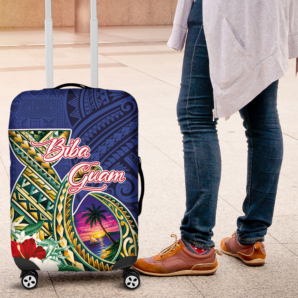 Guam Chamorro Luggage Cover Tribal Latte Stone and Seal Artwork Polynesian Patterns LT03 Multicolor - Polynesian Pride