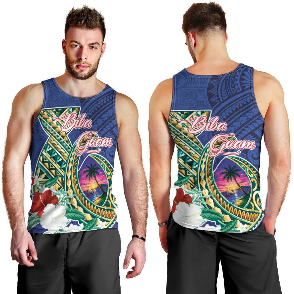 Guam Chamorro Men Tank Top Tribal Latte Stone and Seal Artwork Polynesian Patterns LT03 - Polynesian Pride