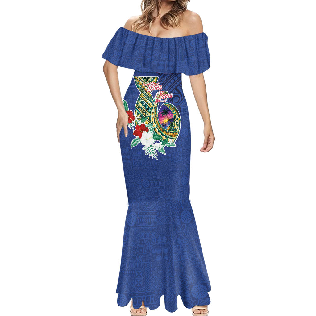 Guam Chamorro Mermaid Dress Tribal Latte Stone and Seal Artwork Polynesian Patterns LT03 - Polynesian Pride