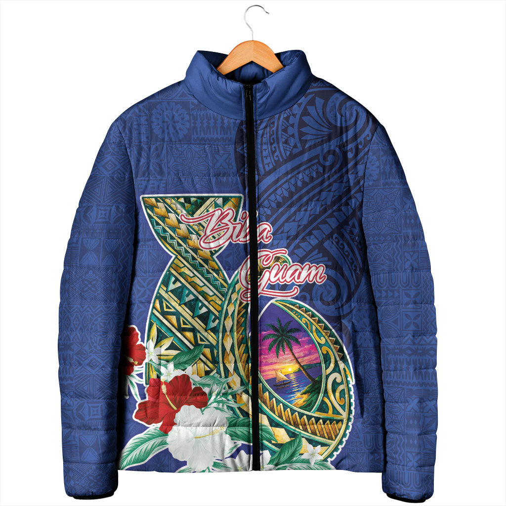Guam Chamorro Padded Jacket Tribal Latte Stone and Seal Artwork Polynesian Patterns LT03 - Polynesian Pride