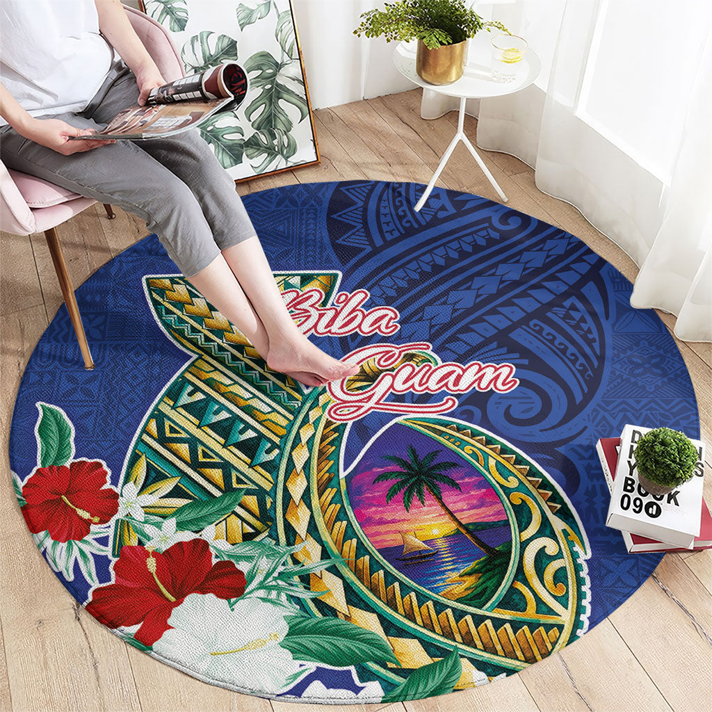Guam Chamorro Round Carpet Tribal Latte Stone and Seal Artwork Polynesian Patterns LT03 - Polynesian Pride