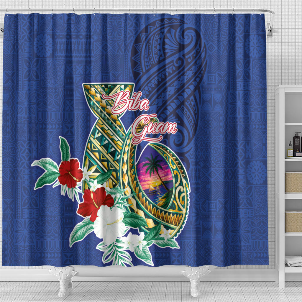 Guam Chamorro Shower Curtain Tribal Latte Stone and Seal Artwork Polynesian Patterns LT03 - Polynesian Pride