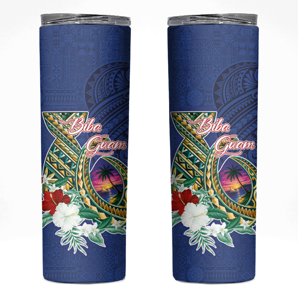 Guam Chamorro Skinny Tumbler Tribal Latte Stone and Seal Artwork Polynesian Patterns LT03 Multicolor - Polynesian Pride
