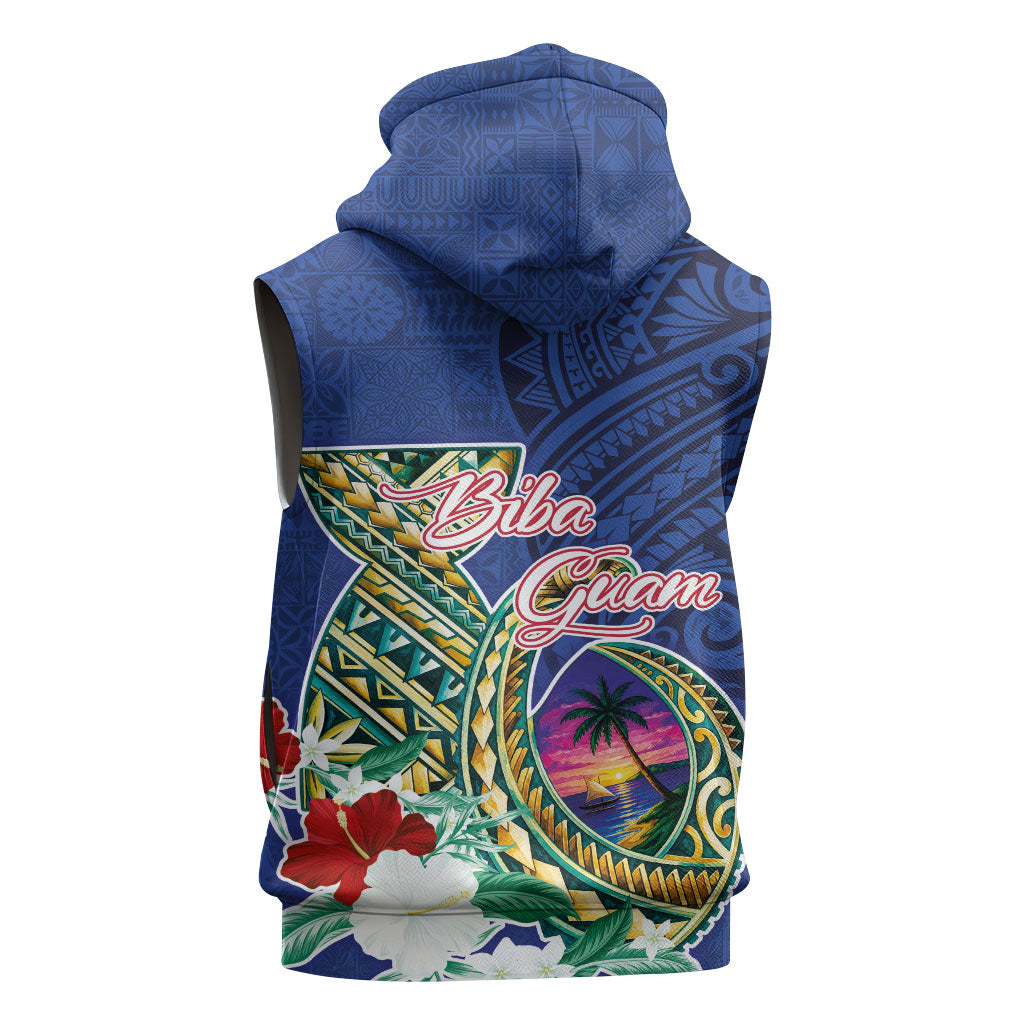 Guam Chamorro Sleeveless Hoodie Tribal Latte Stone and Seal Artwork Polynesian Patterns LT03 - Polynesian Pride