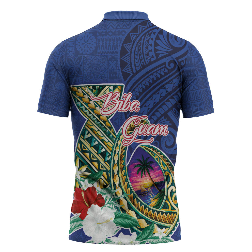 Guam Chamorro Zipper Polo Shirt Tribal Latte Stone and Seal Artwork Polynesian Patterns LT03 - Polynesian Pride