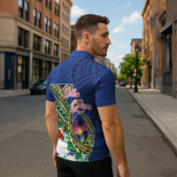 Guam Chamorro Zipper Polo Shirt Tribal Latte Stone and Seal Artwork Polynesian Patterns LT03 - Polynesian Pride