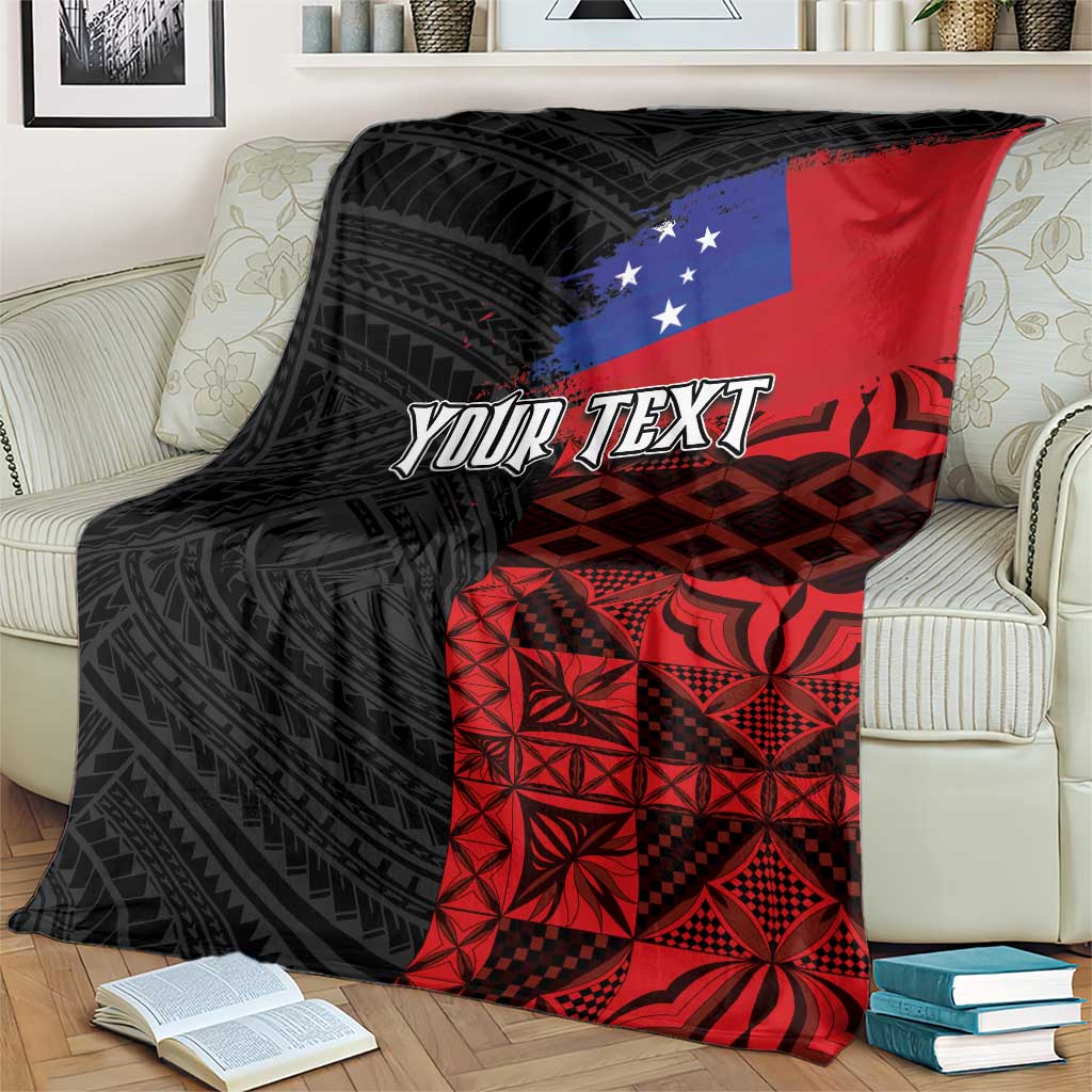Personalised Samoa 685 Blanket Siapo Pattern and Samoa Flag Design