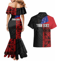 Personalised Samoa 685 Couples Matching Mermaid Dress and Hawaiian Shirt Siapo Pattern and Samoa Flag Design