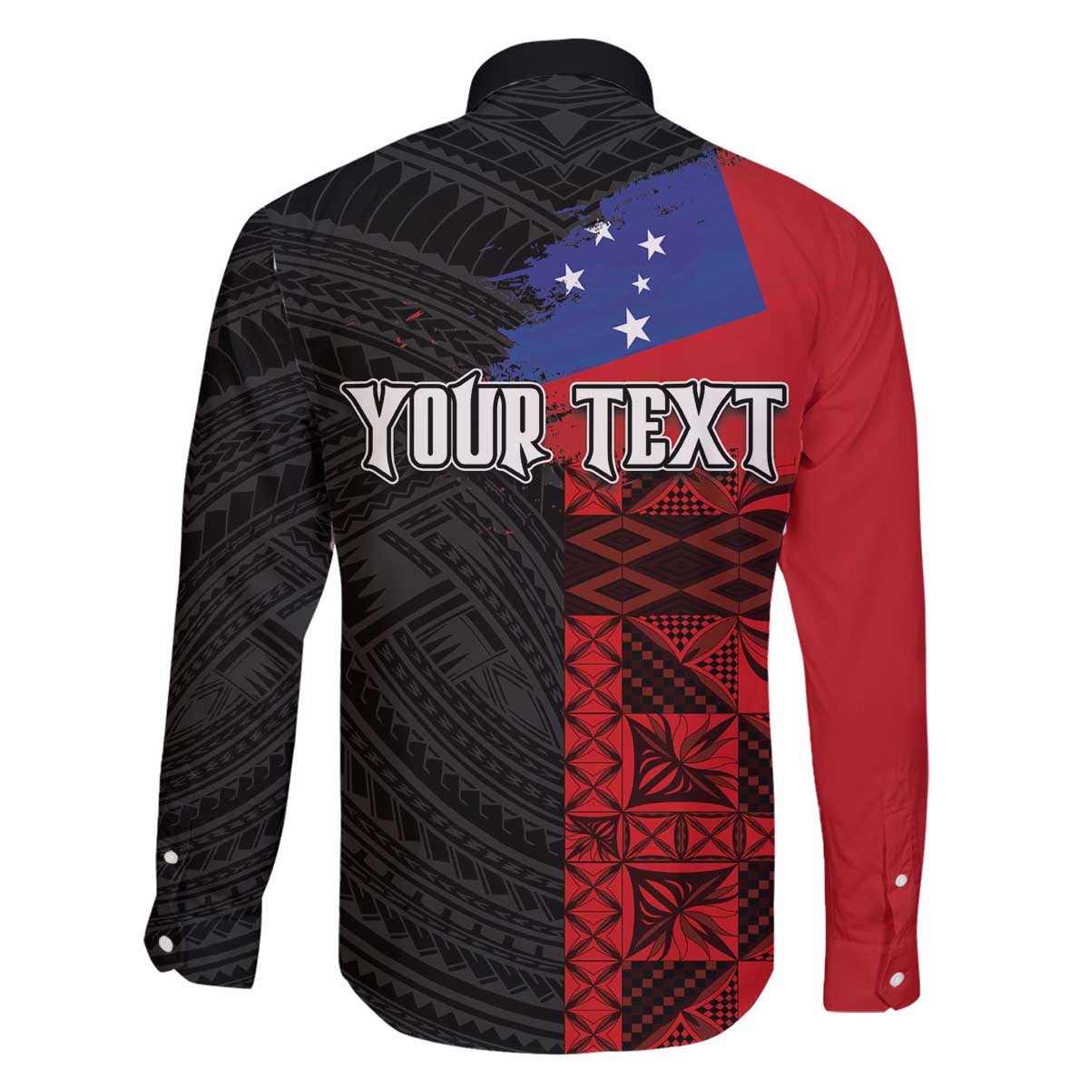 Personalised Samoa 685 Family Matching Off The Shoulder Long Sleeve Dress and Hawaiian Shirt Siapo Pattern and Samoa Flag Design