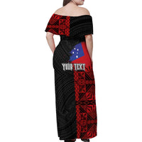 Personalised Samoa 685 Family Matching Off Shoulder Maxi Dress and Hawaiian Shirt Siapo Pattern and Samoa Flag Design