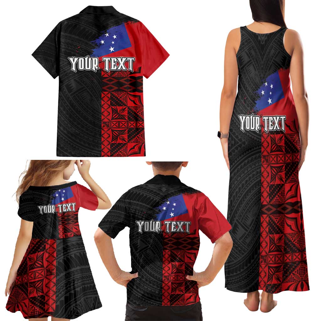 Personalised Samoa 685 Family Matching Tank Maxi Dress and Hawaiian Shirt Siapo Pattern and Samoa Flag Design