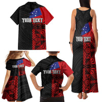 Personalised Samoa 685 Family Matching Tank Maxi Dress and Hawaiian Shirt Siapo Pattern and Samoa Flag Design
