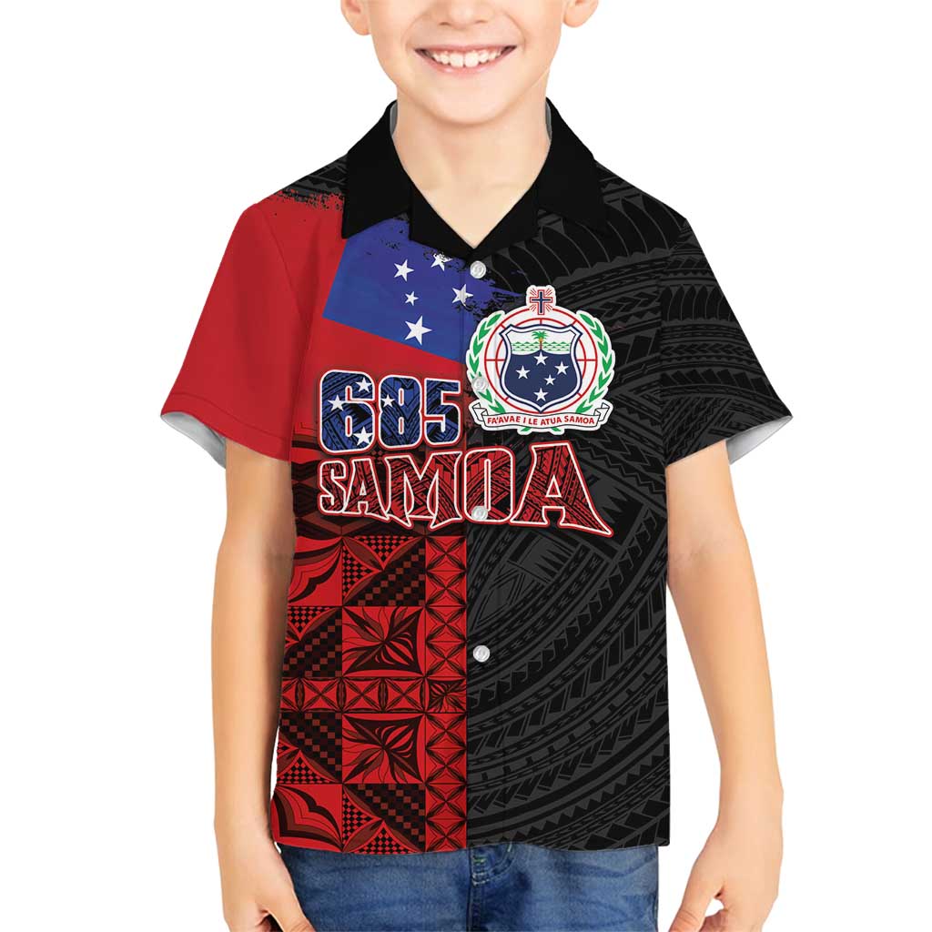 Personalised Samoa 685 Family Matching Tank Maxi Dress and Hawaiian Shirt Siapo Pattern and Samoa Flag Design