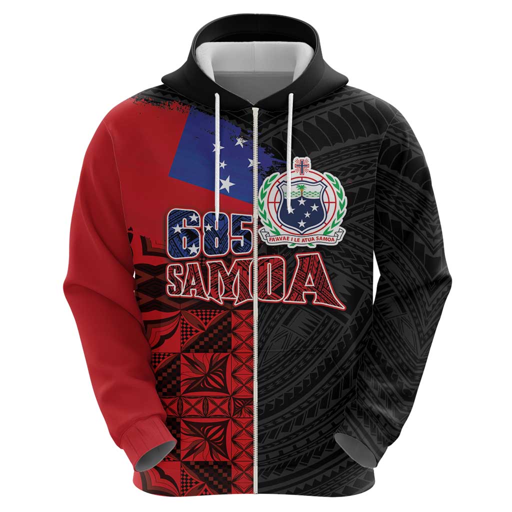 Personalised Samoa 685 Hoodie Siapo Pattern and Samoa Flag Design
