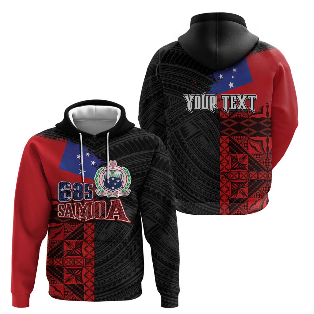 Personalised Samoa 685 Zip Hoodie Siapo Pattern and Samoa Flag Design