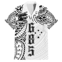 Samoa 685 Art Traditional Tattoo Pattern Family Matching Long Sleeve Bodycon Dress and Hawaiian Shirt White Color