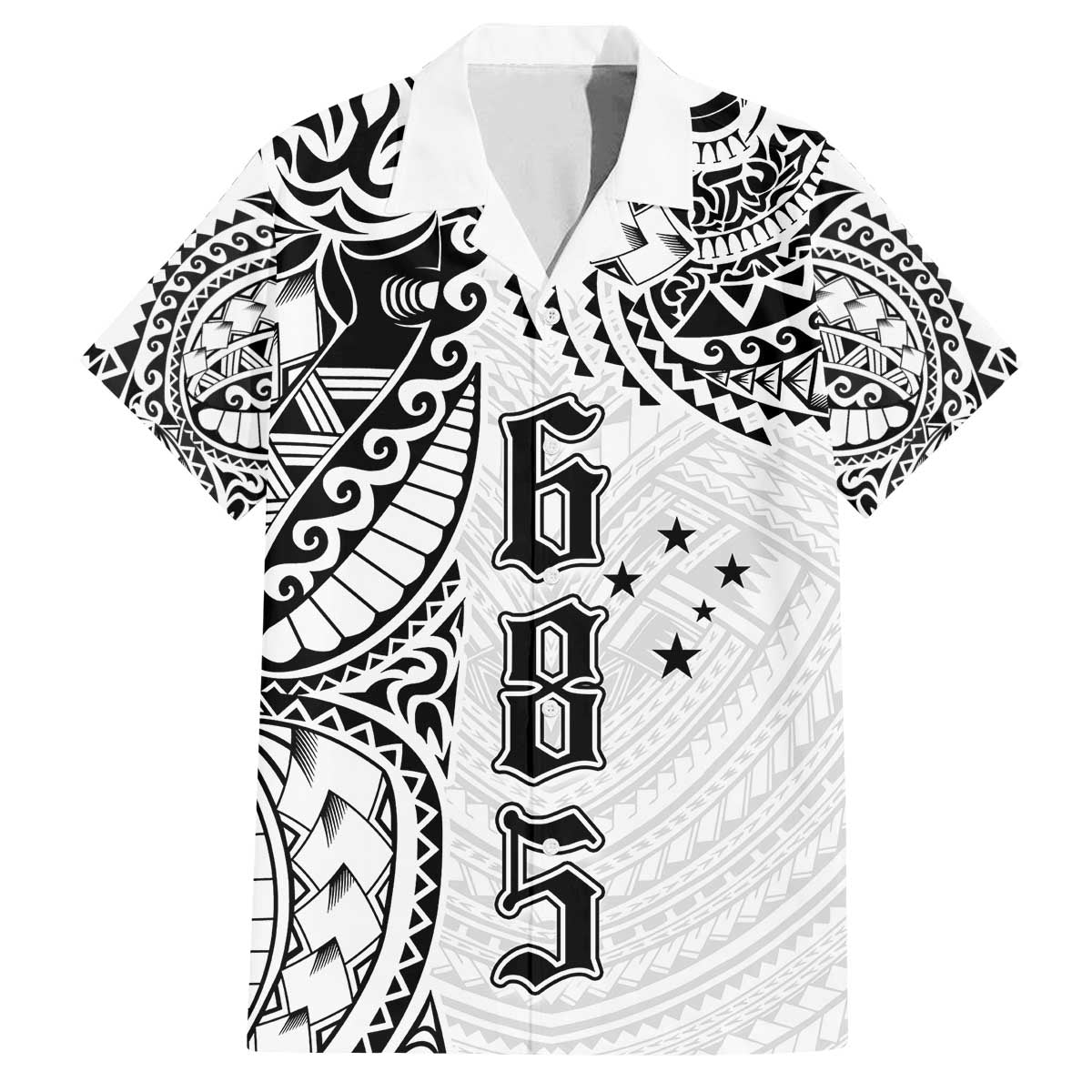 Samoa 685 Art Traditional Tattoo Pattern Family Matching Off The Shoulder Long Sleeve Dress and Hawaiian Shirt White Color