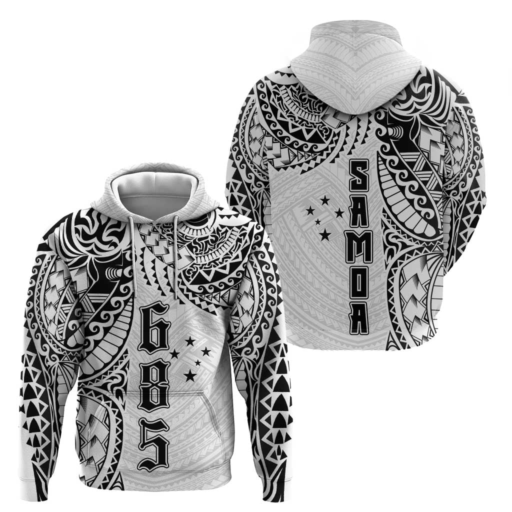 Samoa 685 Art Traditional Tattoo Pattern Zip Hoodie White Color