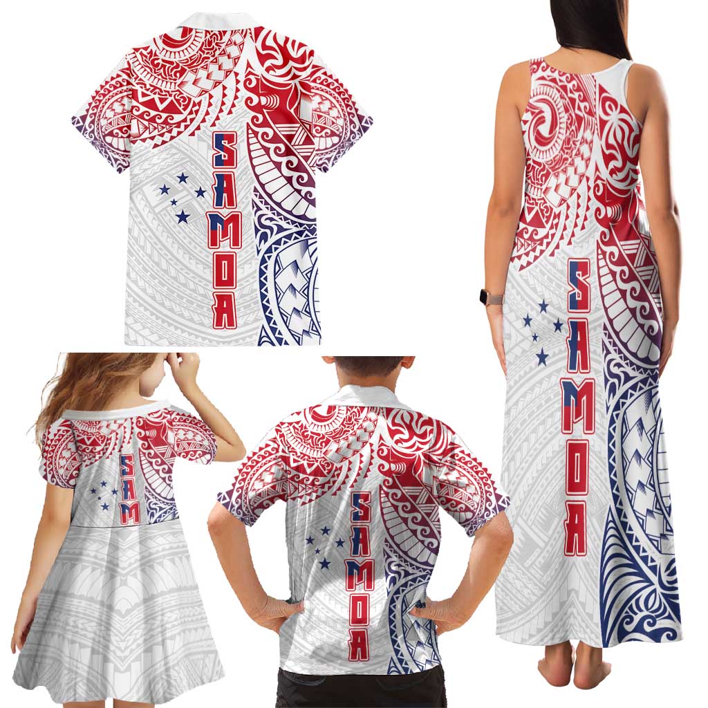 Samoa 685 Art Traditional Tattoo Pattern Family Matching Tank Maxi Dress and Hawaiian Shirt Gradient Color