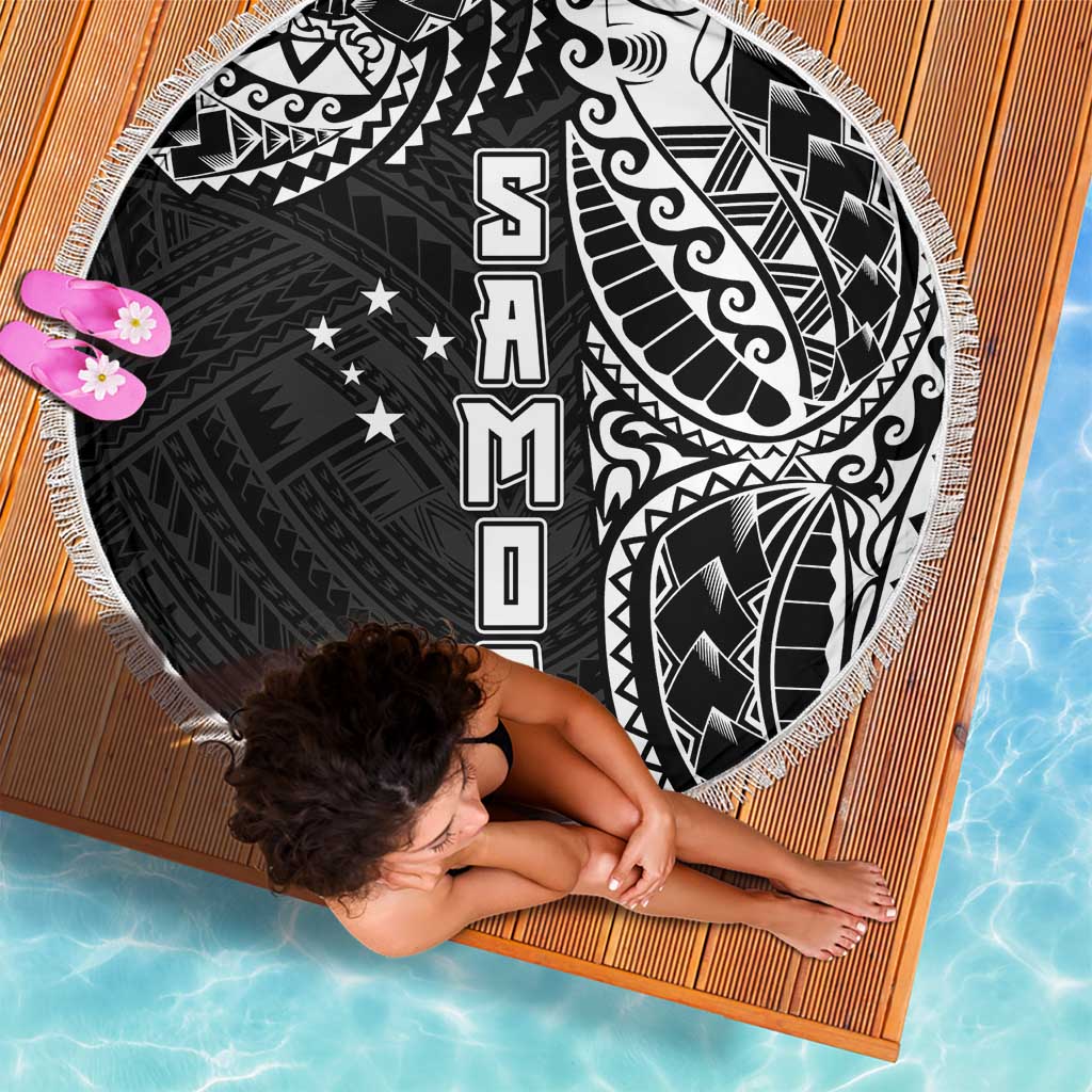 Samoa 685 Art Traditional Tattoo Pattern Beach Blanket Black Color