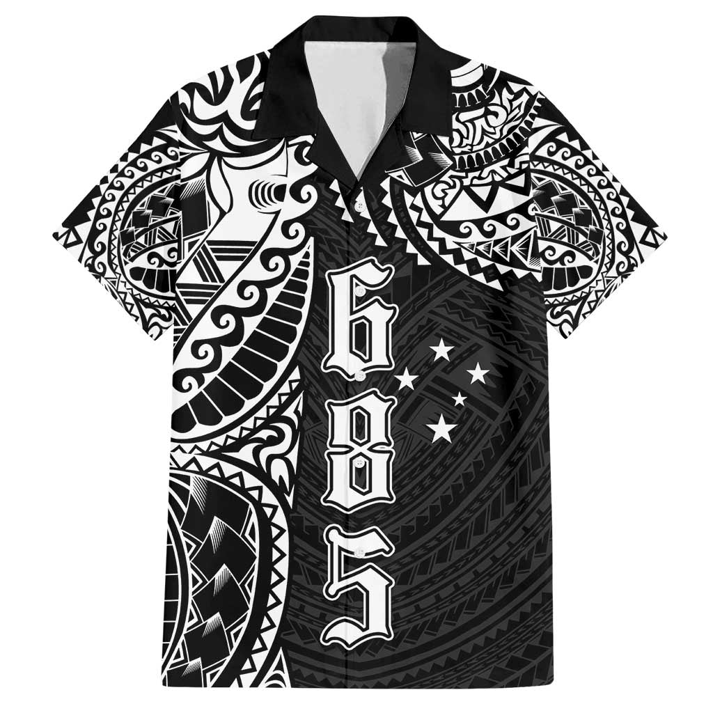 Samoa 685 Art Traditional Tattoo Pattern Family Matching Tank Maxi Dress and Hawaiian Shirt Black Color