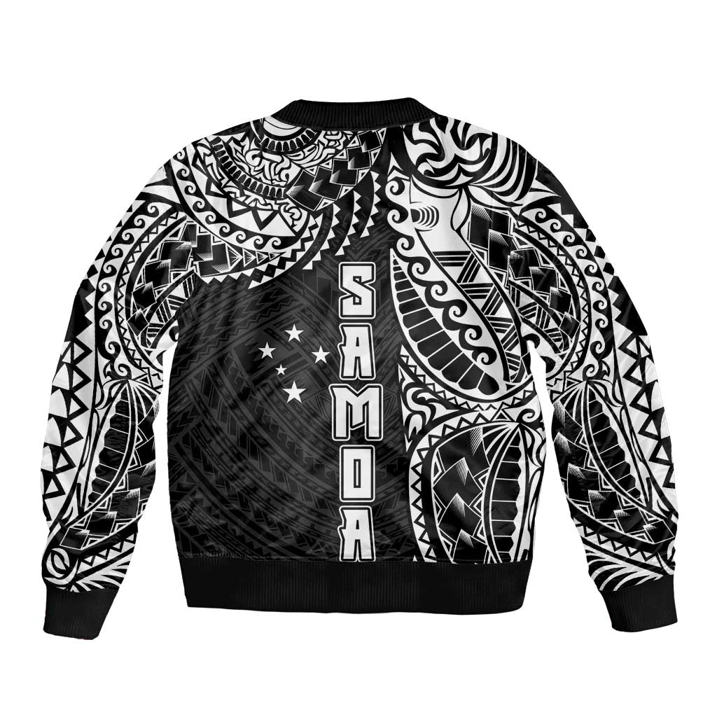Samoa 685 Art Traditional Tattoo Pattern Sleeve Zip Bomber Jacket Black Color