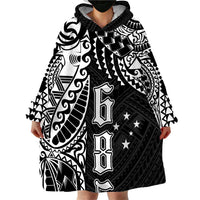 Samoa 685 Art Traditional Tattoo Pattern Wearable Blanket Hoodie Black Color