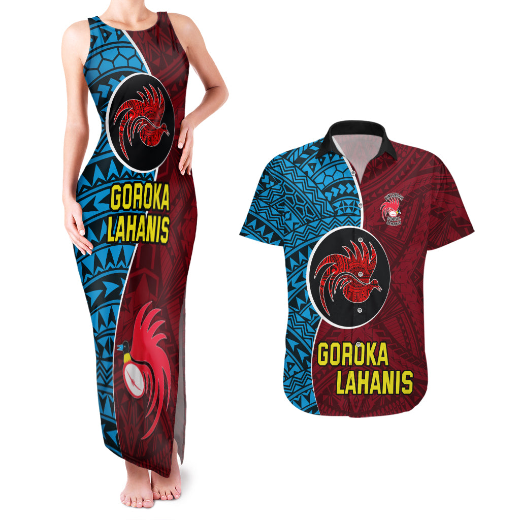 Bintangor Goroka Lahanis Rugby Couples Matching Tank Maxi Dress and Hawaiian Shirt Papua New Guinea Polynesian Tattoo LT03 Red - Polynesian Pride