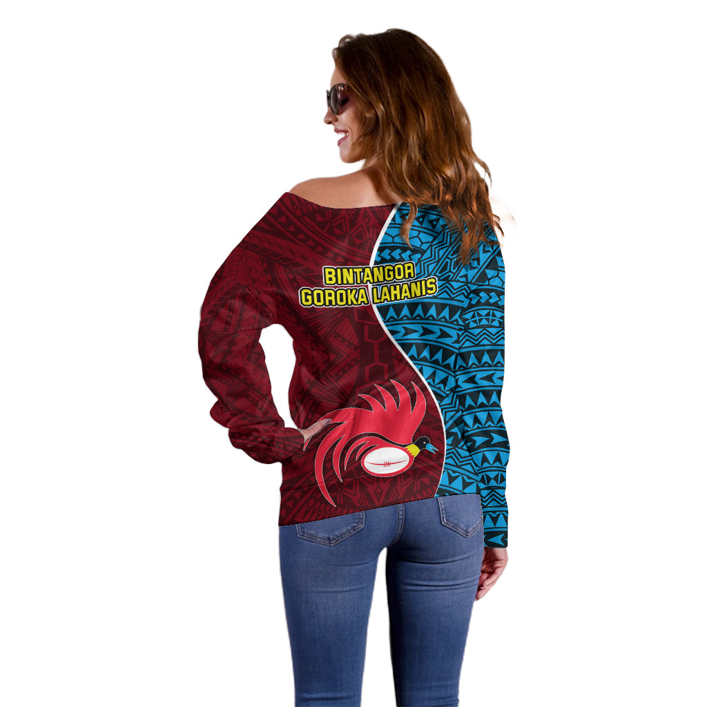 Bintangor Goroka Lahanis Rugby Off Shoulder Sweater Papua New Guinea Polynesian Tattoo LT03 - Polynesian Pride