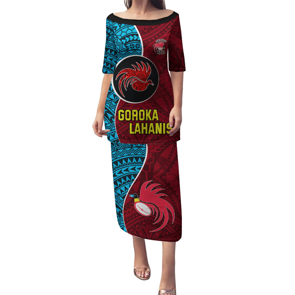 Bintangor Goroka Lahanis Rugby Puletasi Papua New Guinea Polynesian Tattoo LT03 Long Dress Red - Polynesian Pride