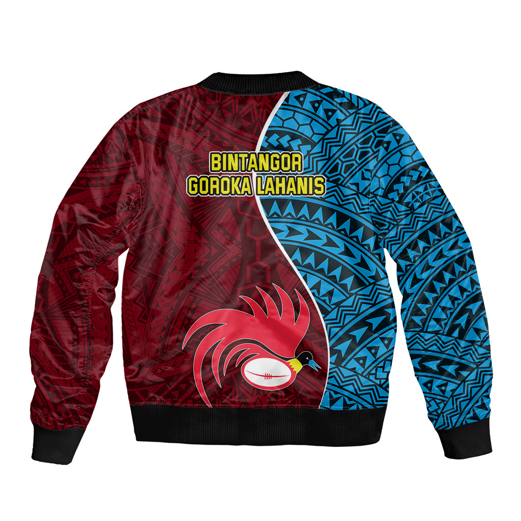 Bintangor Goroka Lahanis Rugby Sleeve Zip Bomber Jacket Papua New Guinea Polynesian Tattoo LT03 - Polynesian Pride