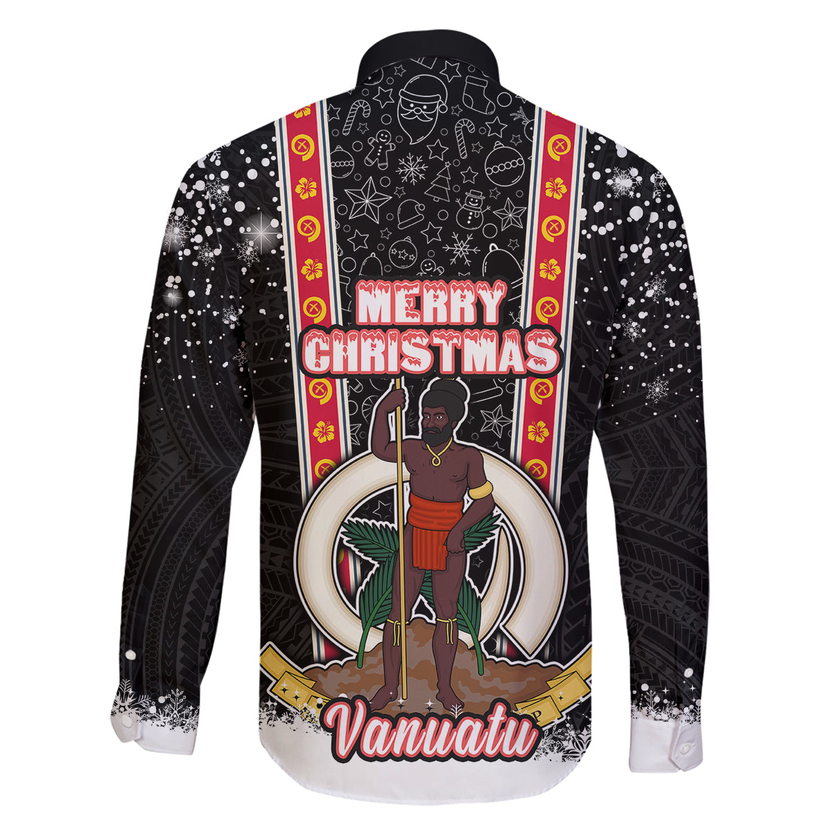 Vanuatu Christmas Family Matching Tank Maxi Dress and Hawaiian Shirt Polynesian Tribal Snow Style LT03 - Polynesian Pride