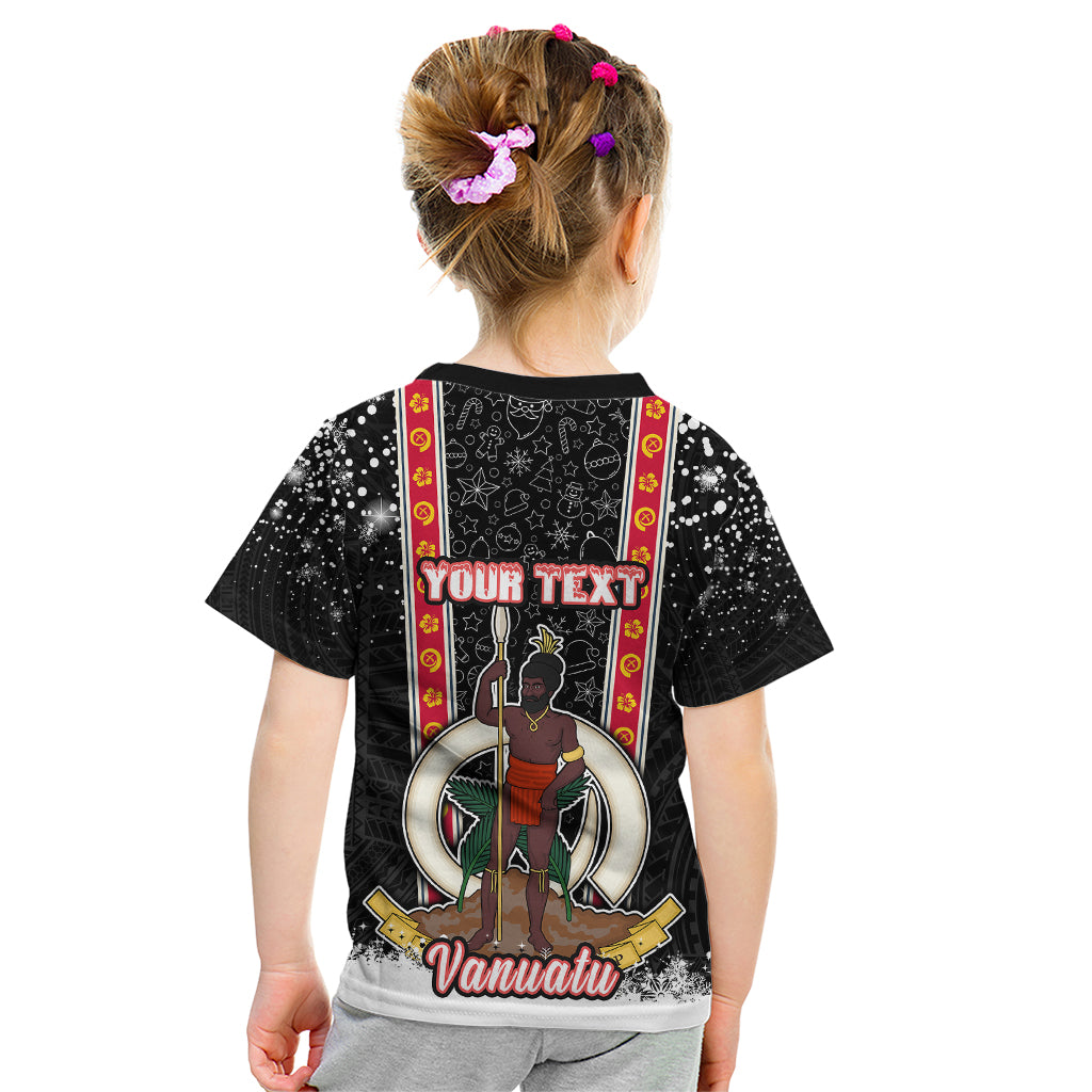 Personalised Vanuatu Christmas Kid T Shirt Polynesian Tribal Snow Style LT03 - Polynesian Pride